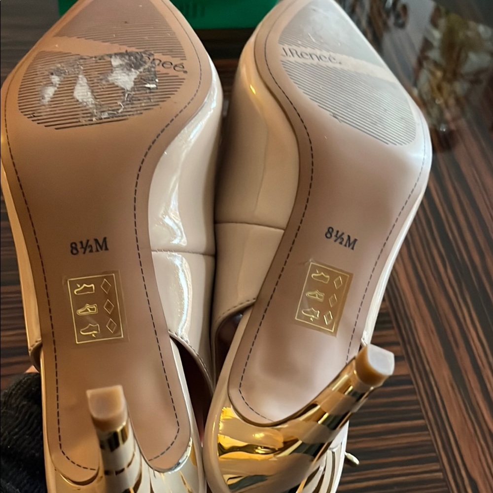 J.Renee Beige Nude Pearl Slongback Heels with Textured Finish - Picture 5 of 8